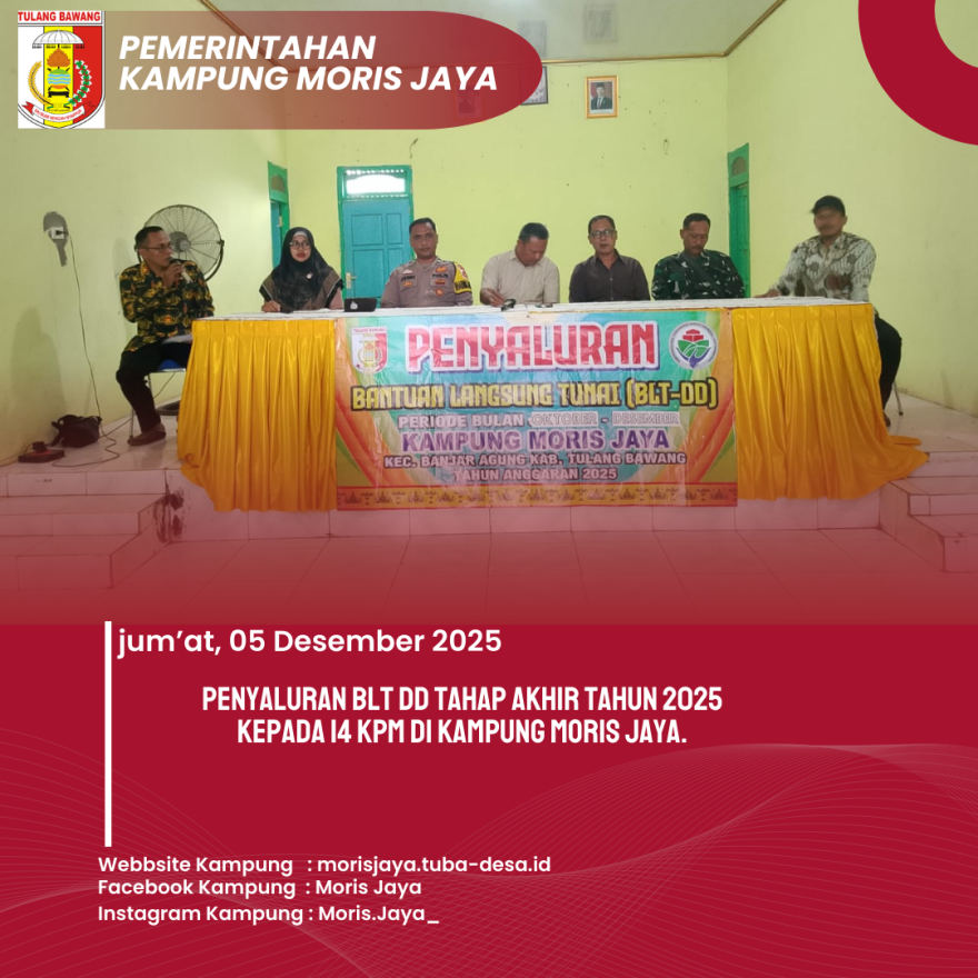 Penyaluran BLT DD Tahap Akhir Tahun 2025 Kepada 14 KPM di Kampung Moris Jaya